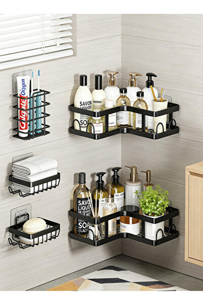 Pomefar 5 قطع من رفوف تخزين الحمام المصنوعة من الفولاذ المقاوم للصدأ، رفوف حم...