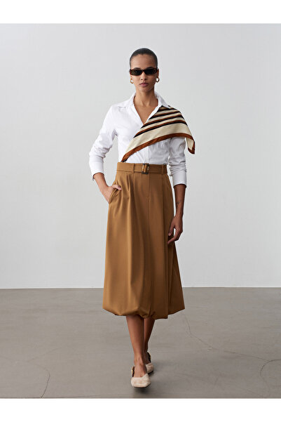 Dilvin 81075 Belt Balon Midi Skirt-Hardal
