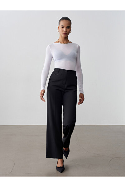 Dilvin 72647 Covered Pocket Detail Pants-Black