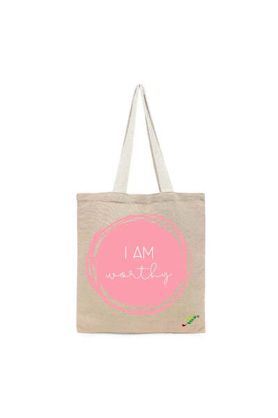 BYFT حقيبة تعليقة - أنا جديرة، حقيبة حمل قطن أنيقة مطبوع ، طقم من قطعة واحدة
