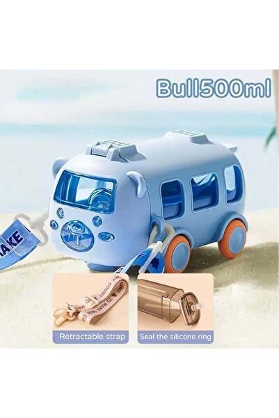 Arabest 500ml Cute Bus Water Bottle,With Straw And Strap, For School, Sports ...