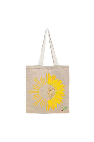BYFT Tote Bag - Sunflower Printed Stylish Carry-All Cotton Tote Set of 01