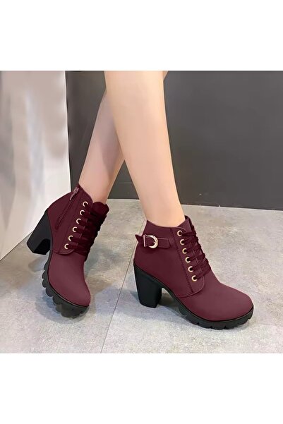 FASHION Urban Chic Lace-Up Heeled Ankle Boots for Women