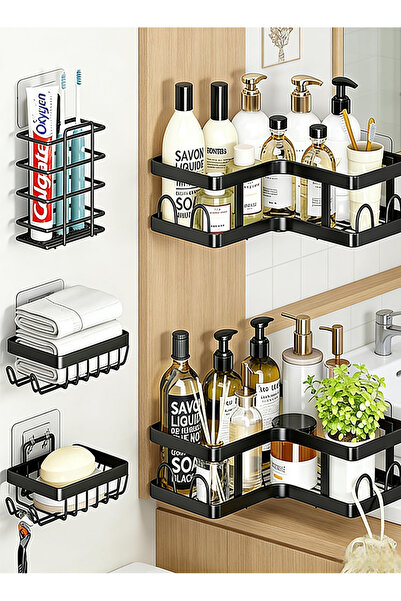 Pomefar رف تخزين للحمام من الفولاذ المقاوم للصدأ، عبوة من قطعتين - يُثبت بالل...