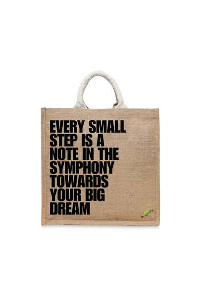 BYFT حقيبة تعليقة - كل خطوة صغيرة هي ملاحظة، حقيبة تسوق قطن أنيقة مطبوع ، طقم...