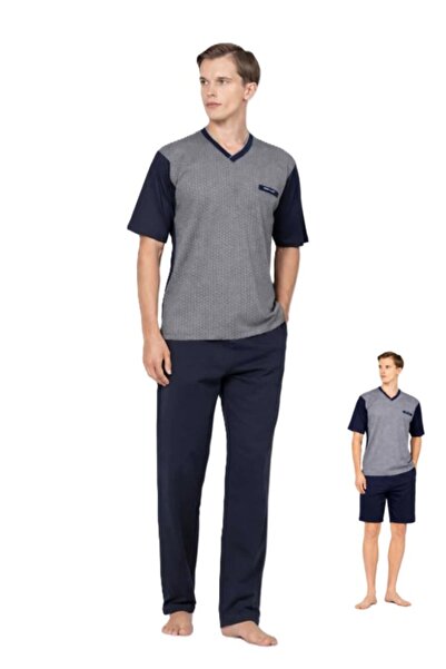 Pierre Cardin Muški trodelni komplet pidžama sa kratkim rukavima i V-izrezom ...