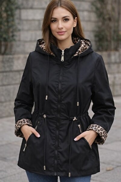 OEM Reversible Women's Jacket, Black, Leopard Print, 3XL