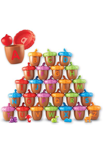 Learning Resources مجموعة أنشطة حروف الأبجدية للأطفال على شكل ثمار البلوط، 78...