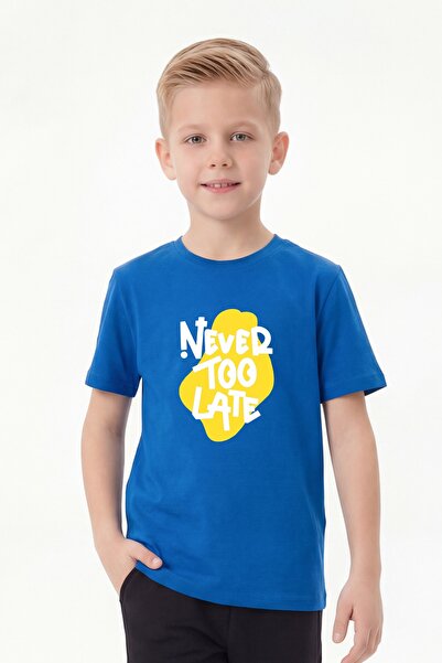 FYK KİDS Μπλουζάκι για αγόρια με στρογγυλή λαιμόκοψη και λεπτομέρεια στάμπας,...