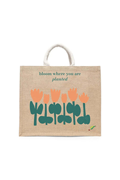 BYFT حقيبة تعليقة - ازهر حيث أنت، حقيبة تسوق قطن أنيقة مطبوع ، طقم من قطعة واحدة