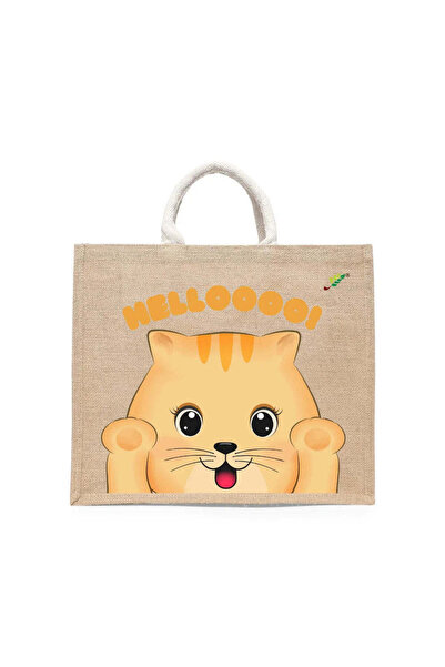 BYFT حقيبة تعليقة - مجموعة حقائب تسوق قطن أنيقة مطبوع "Hellooooo" (قطعة واحدة)