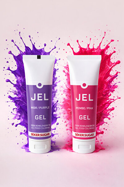 melt pastry & kitchen ŞEKER&SUGAR Jel Gıda Boyası 2'li Set 100 gr. Pembe-Mor