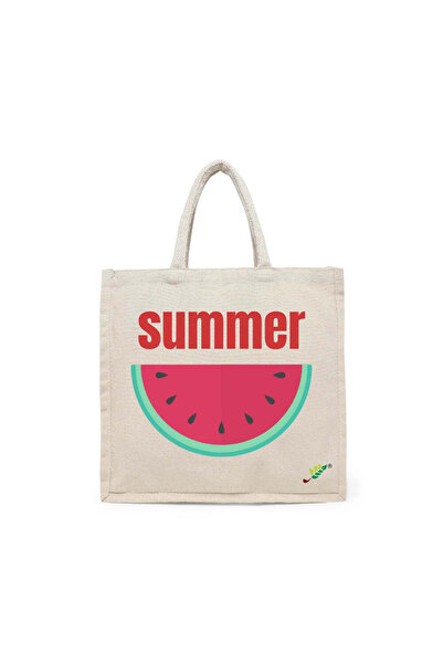 BYFT Tote Bag - Summer Watermelon Printed Stylish Carry-All Cotton Tote Set o...