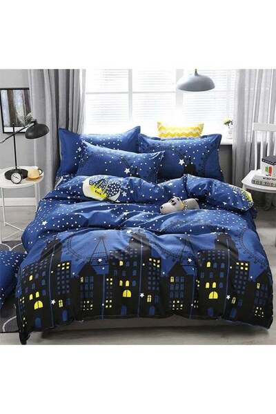 Arabest طقم غطاء لحاف مكون من 4 قطع بنقشة زهور ، مصنوع من بوليستر الدقيقة الف...