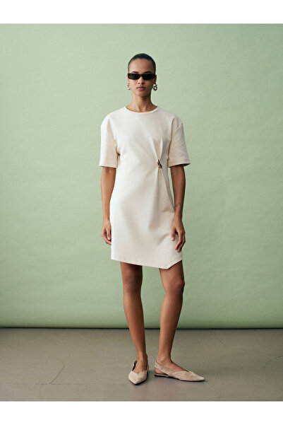 Dilvin 91573 Sa detaljima aksesoara Mini haljina - kamen