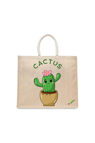 BYFT حقيبة تعليقة - حقيبة تسوق قطن أنيقة متعددة الاستخدامات مطبوع صبار سعيد، ...