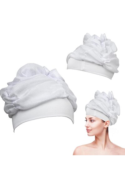 Arabest 2-piece set of curly hair drying cap, adjustable hair blowing cap, wh...