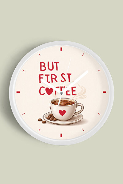 JHAAR Design modern cu litere - Ceas de perete pentru bucătărie „But First, C...