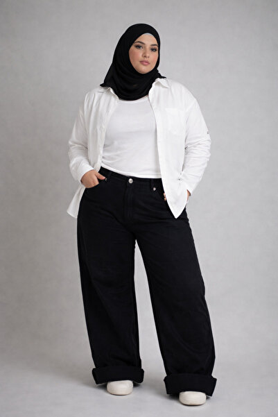 Tesettür Diyarı Blugi largi de mărime mare - Negru