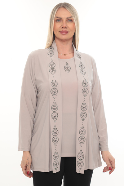 TRENDSE Mother's Inner-Outer Suit with Stones and Brooch, Stylish Wedding Suit