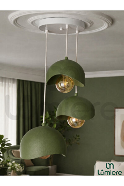 lumiere Design Beton Görünümlü Iskandinav &bohem Tarz 3’lü Sarkıt Avize -Prof...