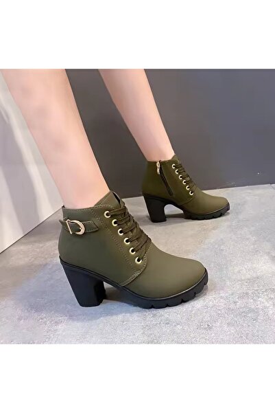 FASHION Urban Chic Lace-Up Heeled Ankle Boots for Women