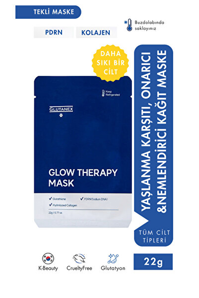 GLUTANEX Glow Therapy Mask 1 Adet | PDRN & Kolajen İçeren Cilt Yenileyici Kağ...