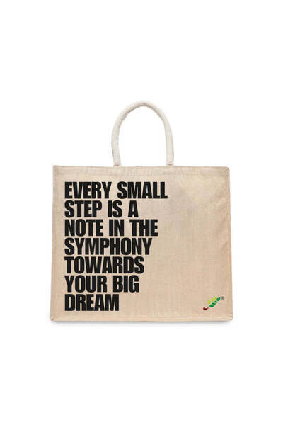 BYFT حقيبة تعليقة - كل خطوة صغيرة هي ملاحظة، حقيبة تسوق قطن أنيقة مطبوع ، طقم...