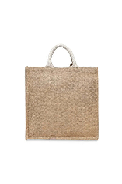 BYFT Laminated Jute Tote Bags With Gusset (Natural) 13 x 13 Inch Reusable Sho...