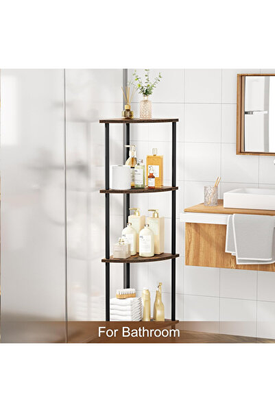 RahaShop وحدة رفوف زاوية، خزانة كتب زاوية بأربعة أرفف، وحدة تخزين زاوية متعدد...