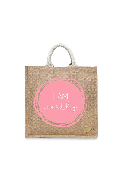 BYFT Tote Bag - I am worthy Printed Stylish Carry-All Cotton Tote Set of 01