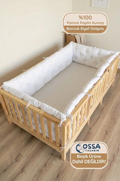 yasetex tasarım Montessori Yatak ve Beşik İçin 4 Kenar Koruma Seti Beyaz Renk...