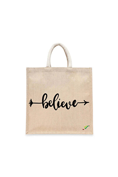 BYFT حقيبة تعليقة - طقم حقائب تسوق قطن أنيقة مطبوع بشعار "Believe" مكون من قط...