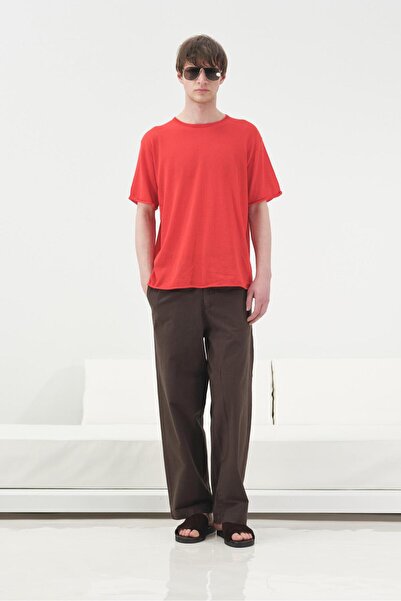 GIESTO Ρευστή εφαρμογή ΚΟΚΚΙΝΟ Λινό ΠΛΕΚΤΟ ΜΠΛΟΥΖΑΚΙ