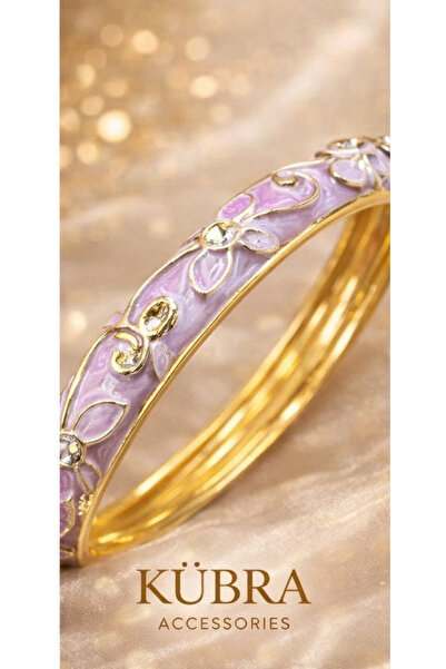 Kübra Accessories RENKLİ MİNELİ ÇİÇEK DESENLİ KELEPÇE BİLEKLİK