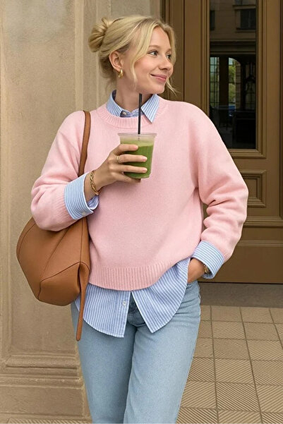 BLACK MODBLACK Elizya Women's Pink Oversized Winter Sweater 1216801