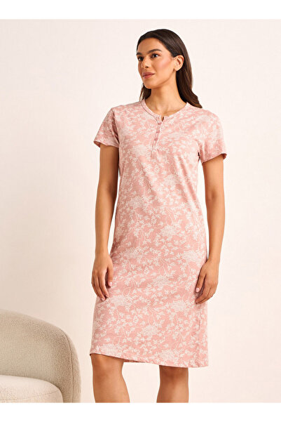 FAV قميص نوم مطبوع بأكمام قصيرة