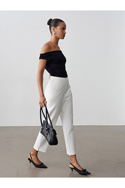 Dilvin 72660 Slit Leg Pants-White