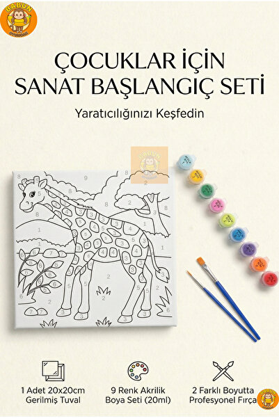 Hobiart Sayılarla Boyama Seti - Çocuklar İçin 20x20 cm Tuval Sevimli Zürafa -...