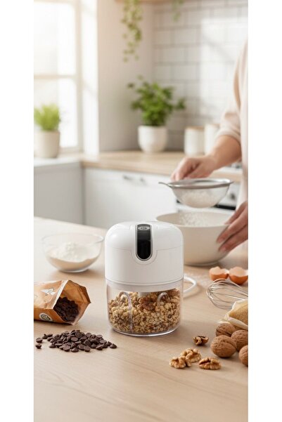 Makkam Home Kablosuz Şarjlı Taşınabilir 3 Bıçaklı Pratik Beyaz Mutfak Robotu ...