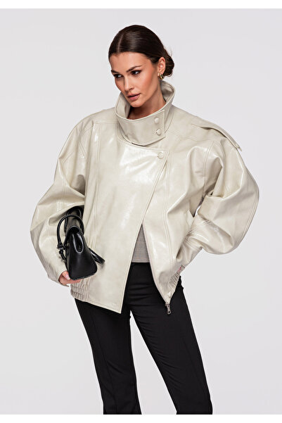 OMBRE Jachetă V-1 negru ONESIZE Ecru