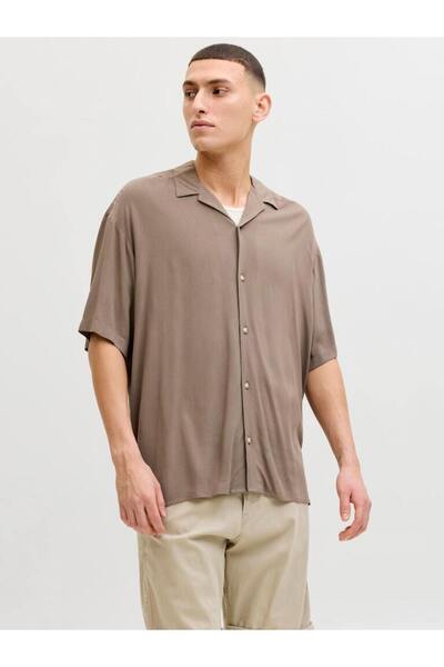 Jack & Jones JACK JONES Erkek Viskon Rahat Kesim Kısa Kollu Gömlek 12288852