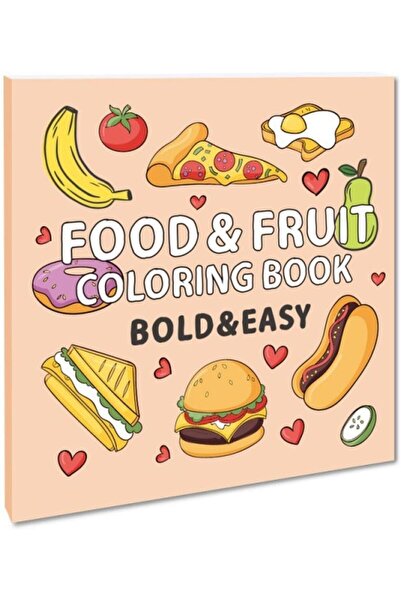 Arabest كتاب تلوين للأطفال برسومات كرتونية، 40 صفحة من كتاب تلوين أطعمة متنوعة