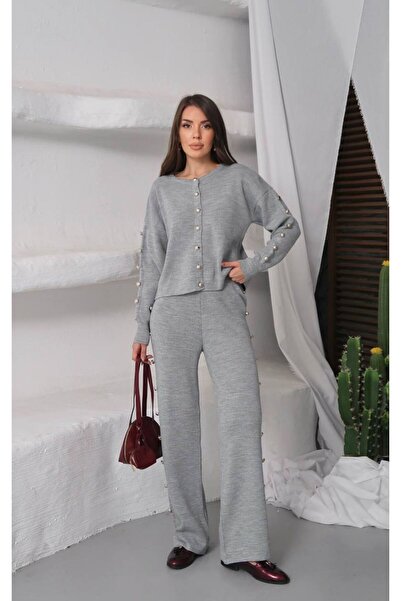 chwain Stone Detailed Women's Knitwear Set – Elegant and Modern Sophistication