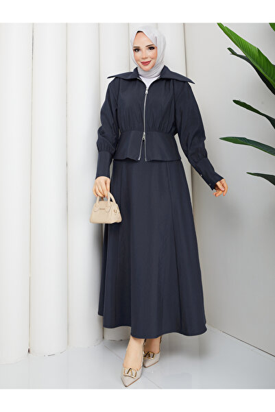 RACE FASHİON Sleeve and Waist Detailed Jacket & Skirt Hijab Set Rc9027