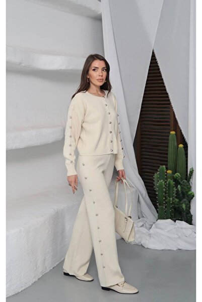 chwain Stone Detailed Women's Knitwear Set – Elegant and Modern Sophistication