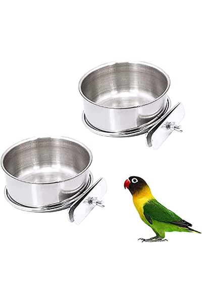 KASTWAVE عبوة من قطعتين من موزع طعام وماء قفص الطيور، طبق طعام الببغاء، كوب ت...
