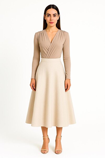 SUGULL Vatka Detaylı Uzun Kollu Altan Çıt Çıtlı Bodysuit