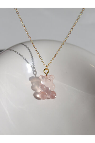 Reorah Collection Pink Teddy Bear Necklace