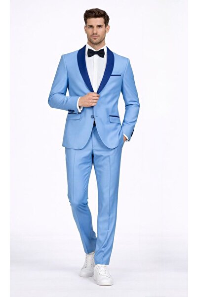 FABIO CASSEL Erkek Slim Fit Damatlık Takım Elbise – Düğün İçin Özel Tasarım
